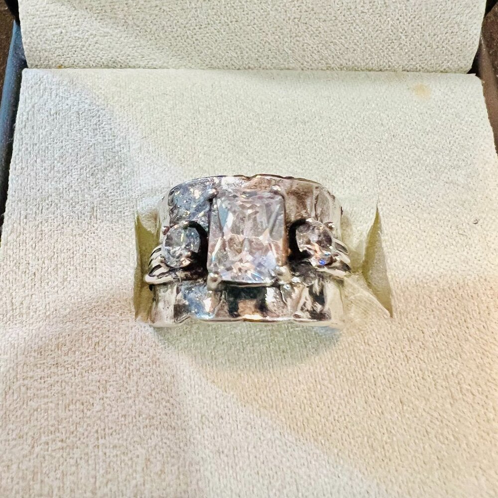Vintage Sterling Silver 3 Stone Ring